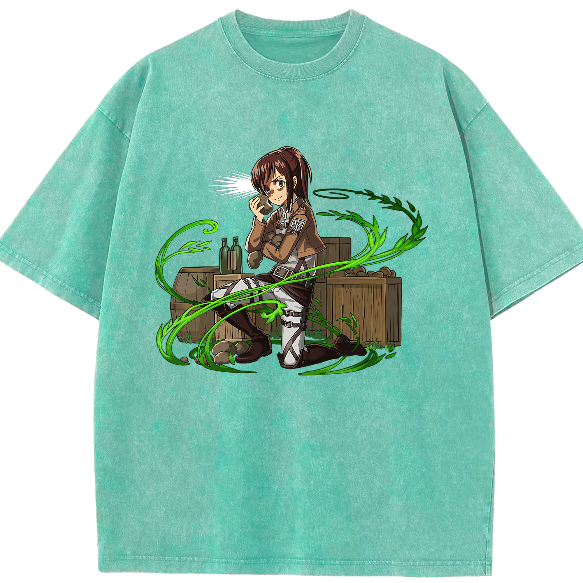 （画像用） 進撃の巨人 サシャ·ブラウス Attack on Titan Sasha Blaus 綿100% ヴィンテージ風 半袖Tシャツ（フロントプリント）